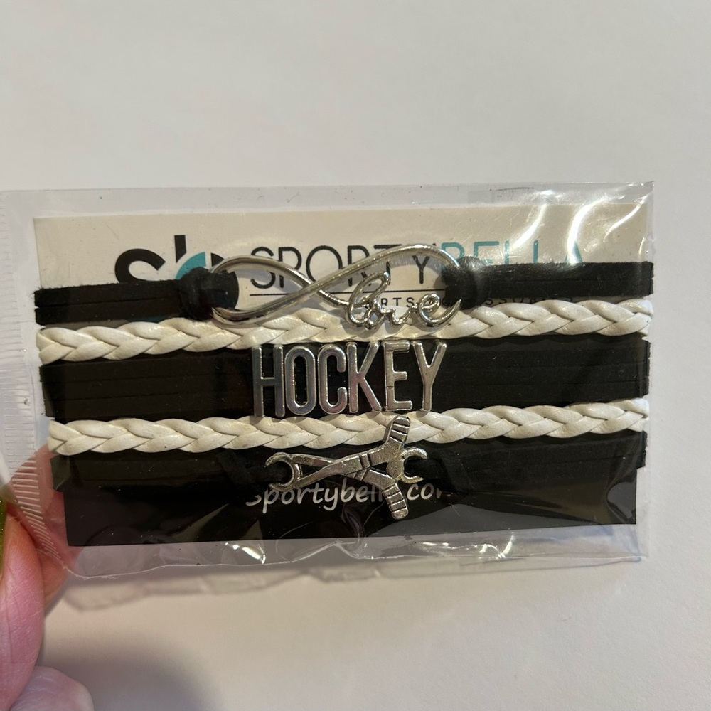 NWT Hockey-themed Bracelet Black and White - Picture 2 of 4